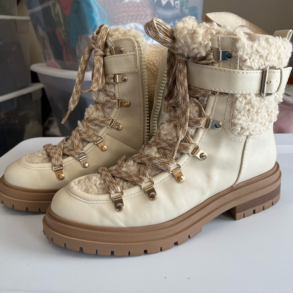 Circus Ivory Lace-Up Boots